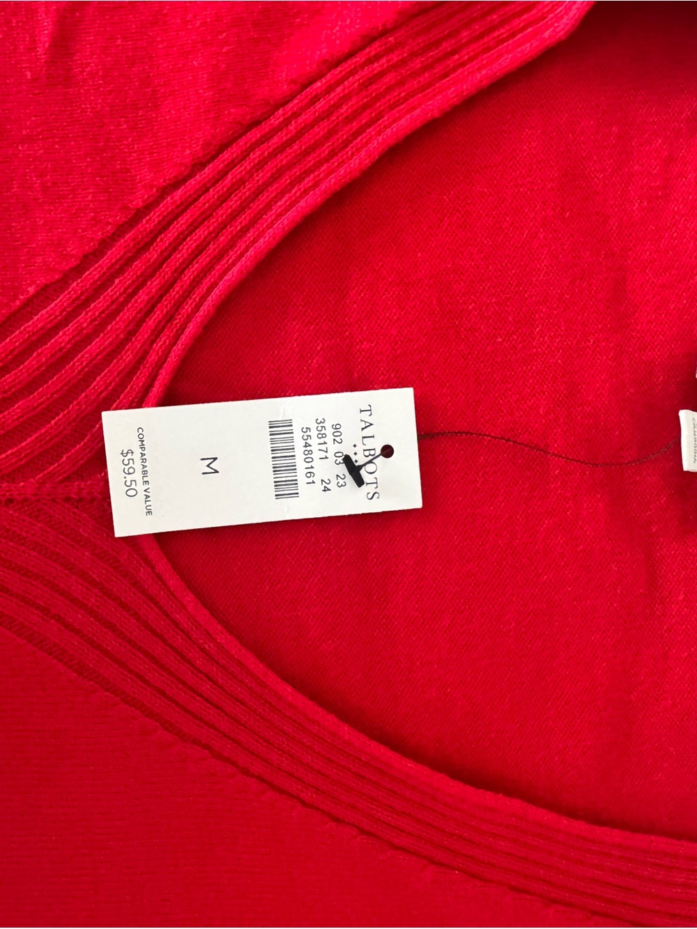 Talbots Red V-Neck Ribbed Knit Top size medium - Picture 2 of 3